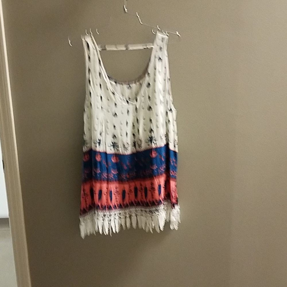 Entro feather fringe tank top